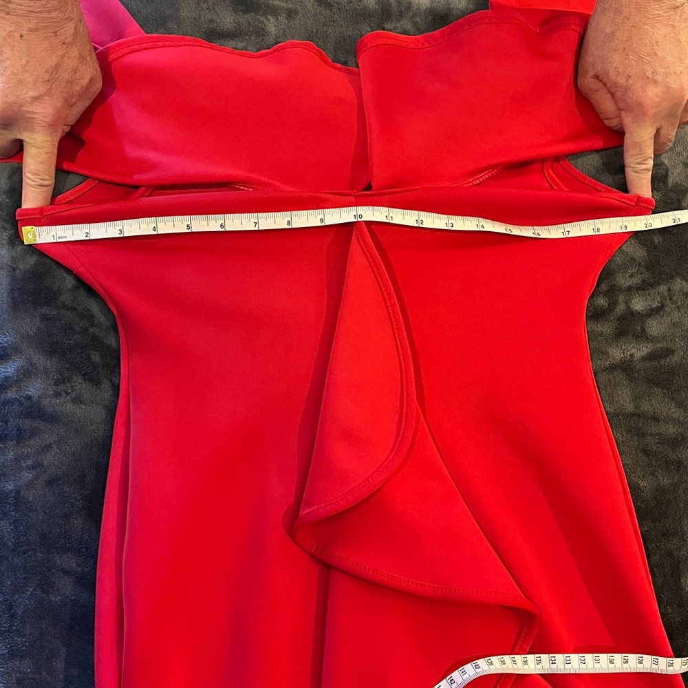 Formal/ Bridesmaid/ Evening long dress. Off—shoulder, ruffled. Red. Rare! M - Picture 8 of 11